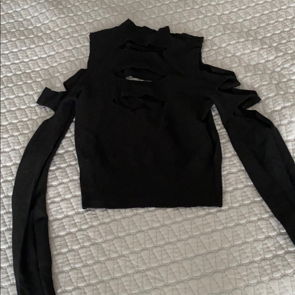 Express cutout ripper black sweater